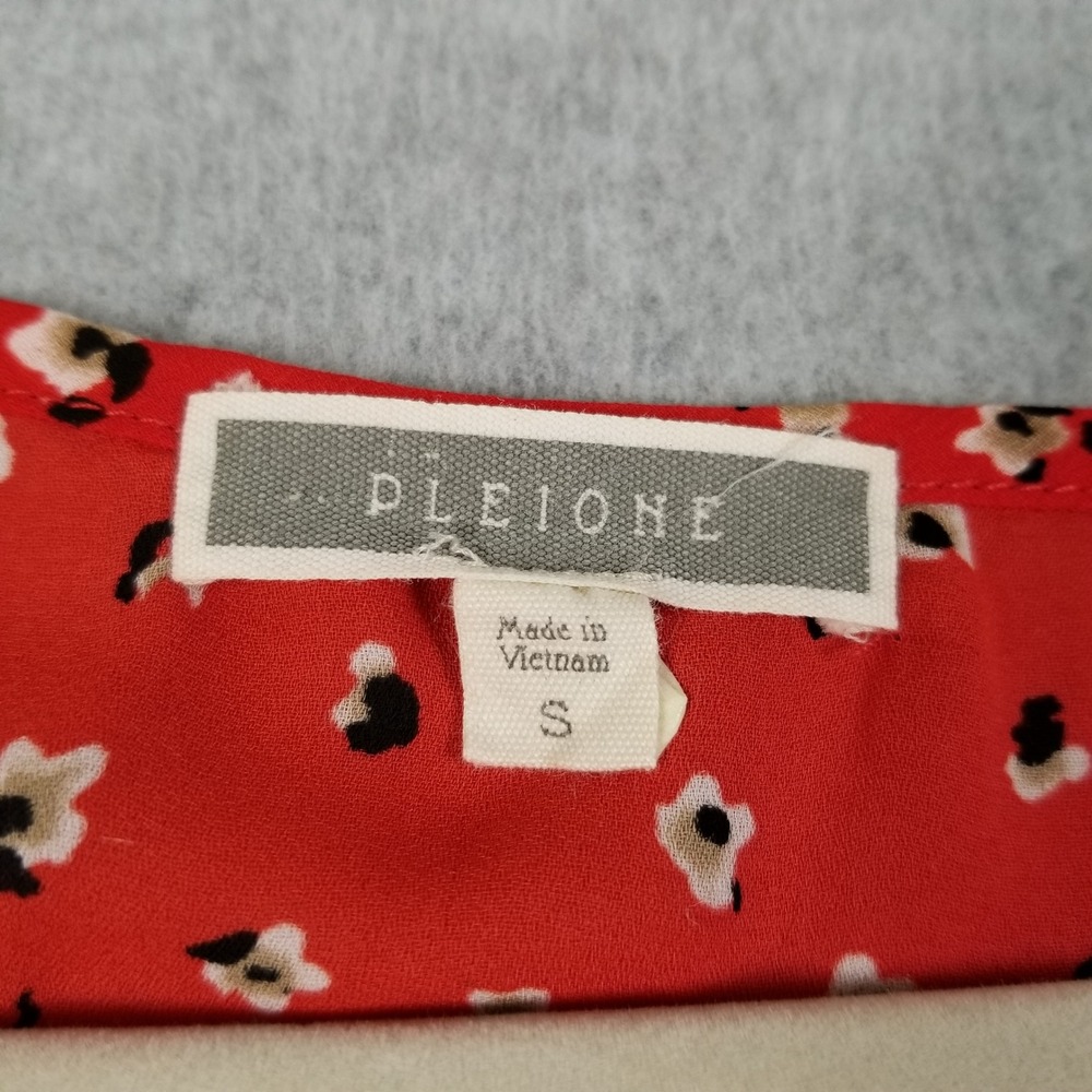 Pleione Peplum Blouse Women S Small Red Floral Sleeveless Spring Girly Cute Fun - Picture 4 of 8